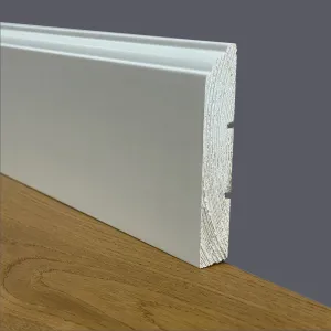 100 metri lineari di Battiscopa PREMIUM in legno MASSELLO mod.FIRENZE 91x15 laccato bianco