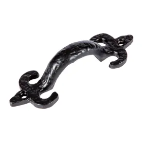 105mm Black Antique Fleur De Lis Door Handle - By Hammer & Tongs