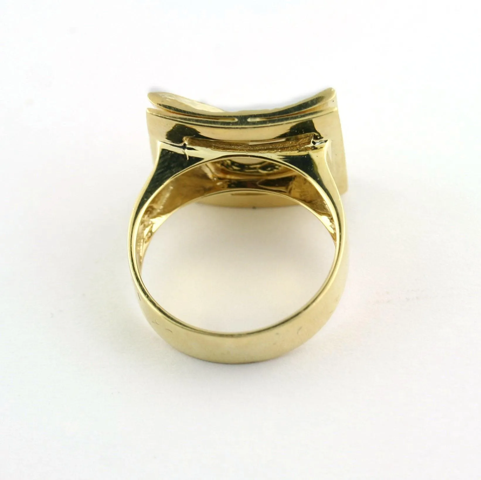 14K Yellow Gold Diamond Textured Cocktail Ring