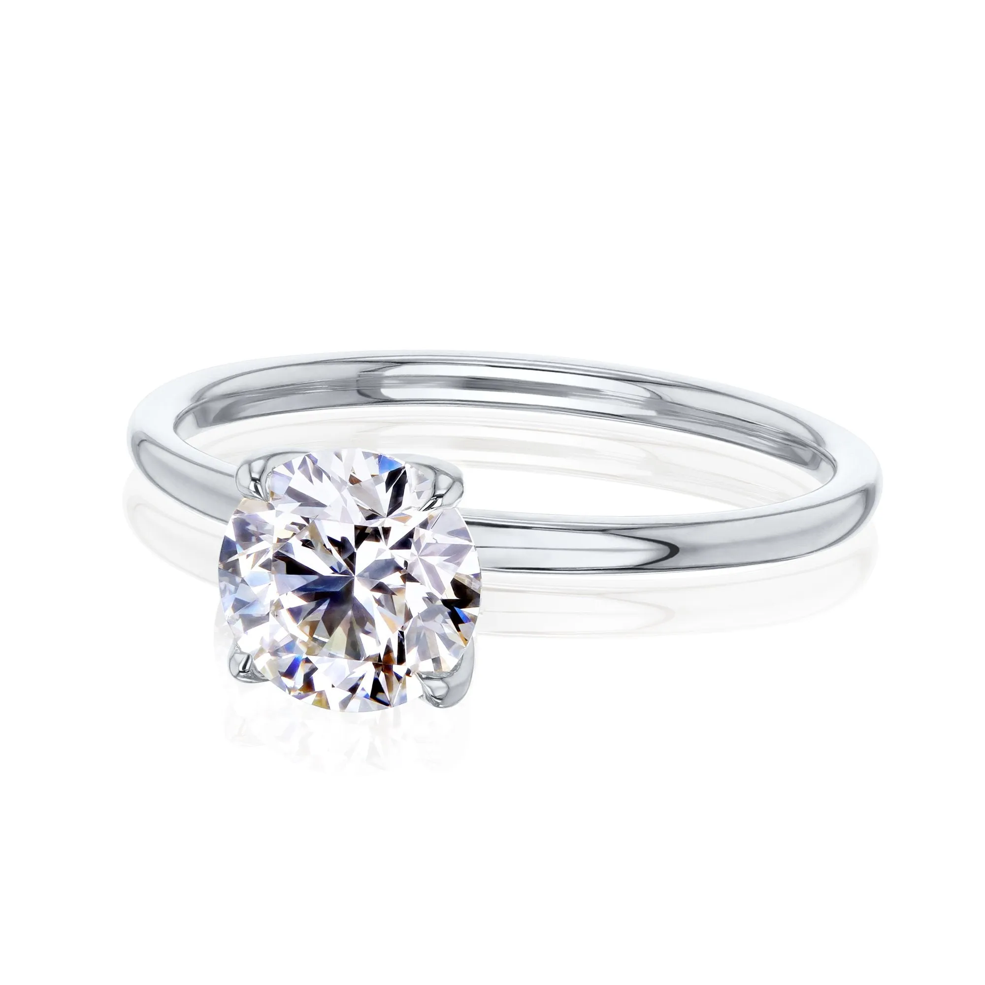 1ct Round Floating Tulip Solitaire Ring (Certified)