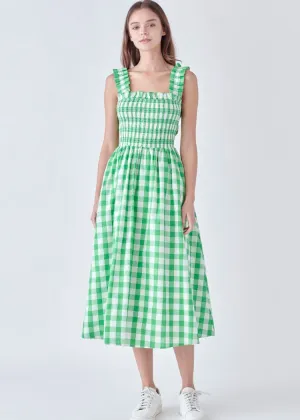 Alice Check Print Midi Dress- Green ***FINAL SALE***