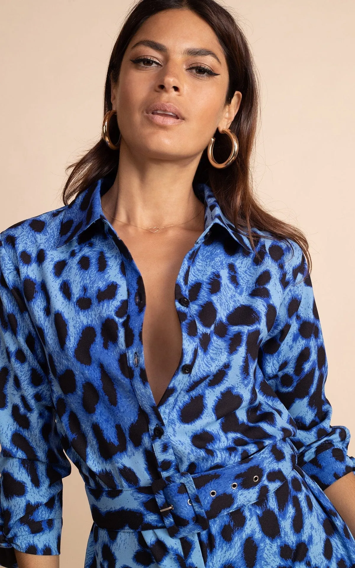 Alva Dress | Blue Leopard