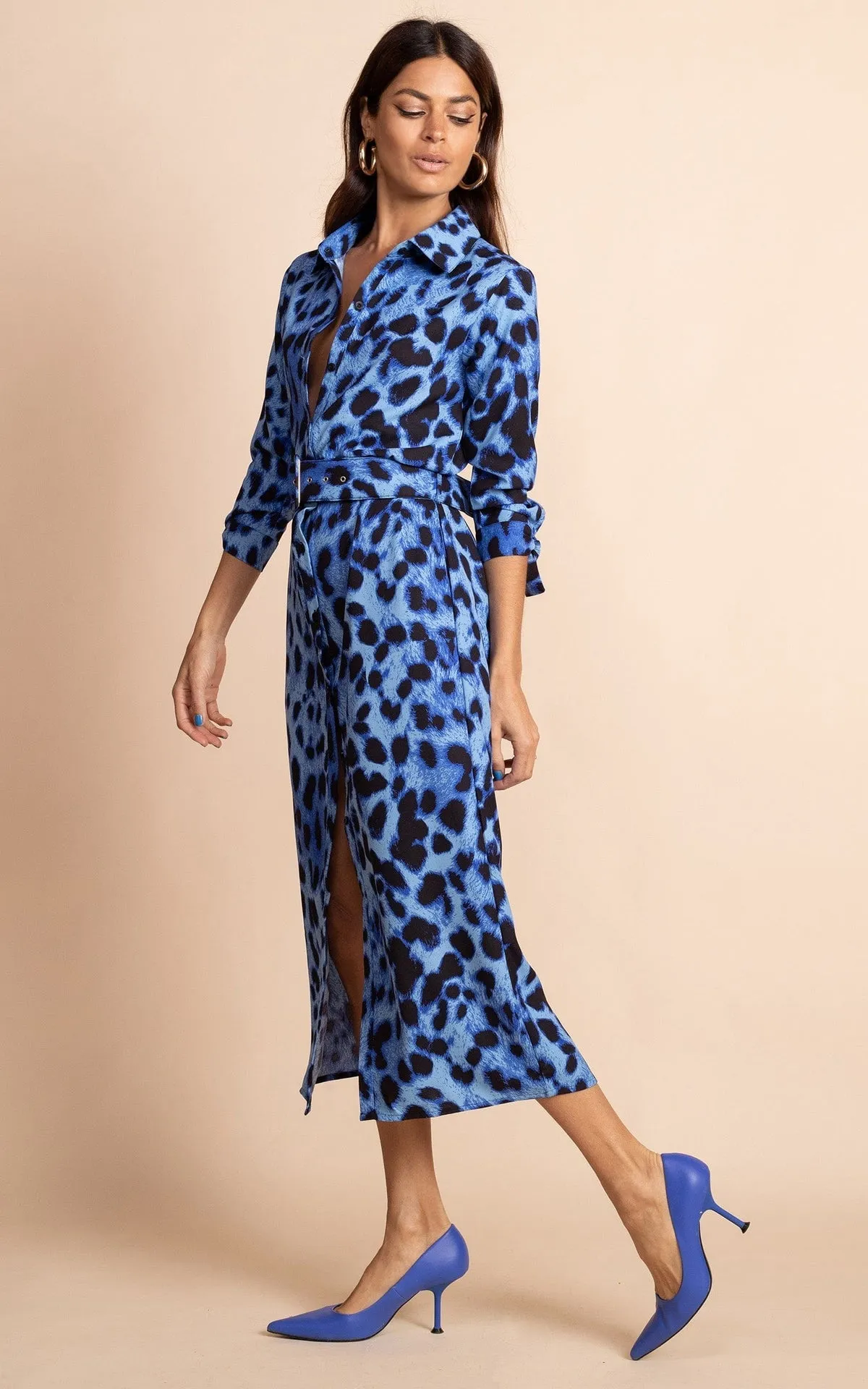 Alva Dress | Blue Leopard