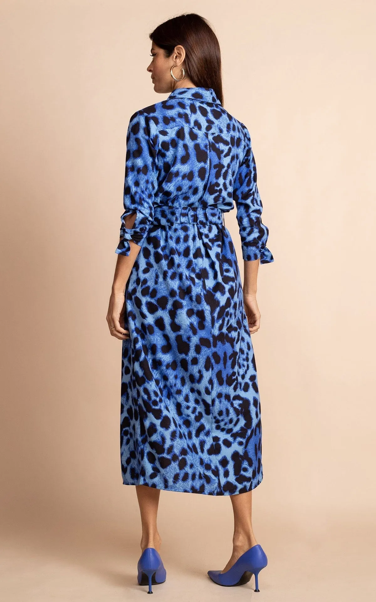 Alva Dress | Blue Leopard