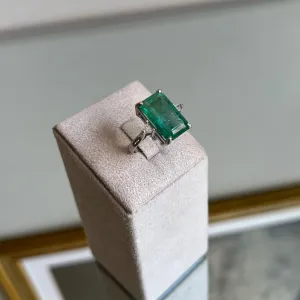 Anel de Esmeralda Emerald Cut 9.71cts com Diamantes Trillion  0.16cts