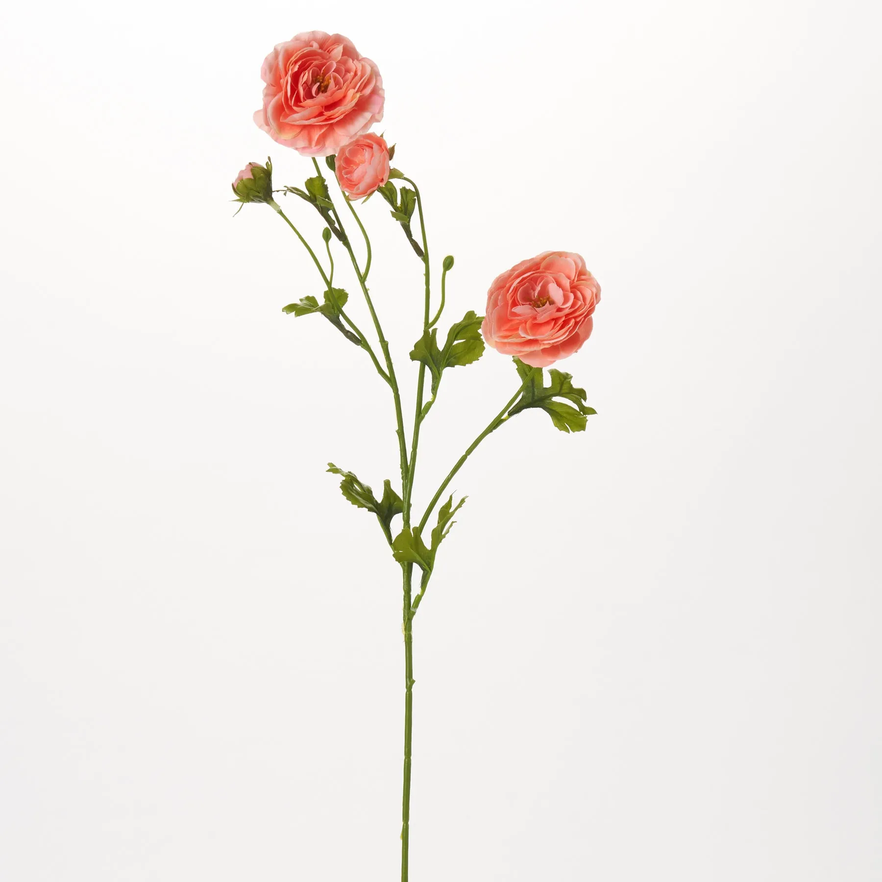 Blooming Pink Peach Ranunculus Spray Single Faux Floral Stem - 26"