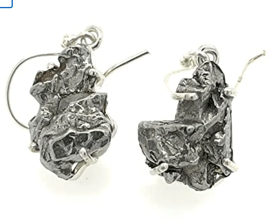 Campo Del Cielo Meteroite Dangle Earrings in Silver