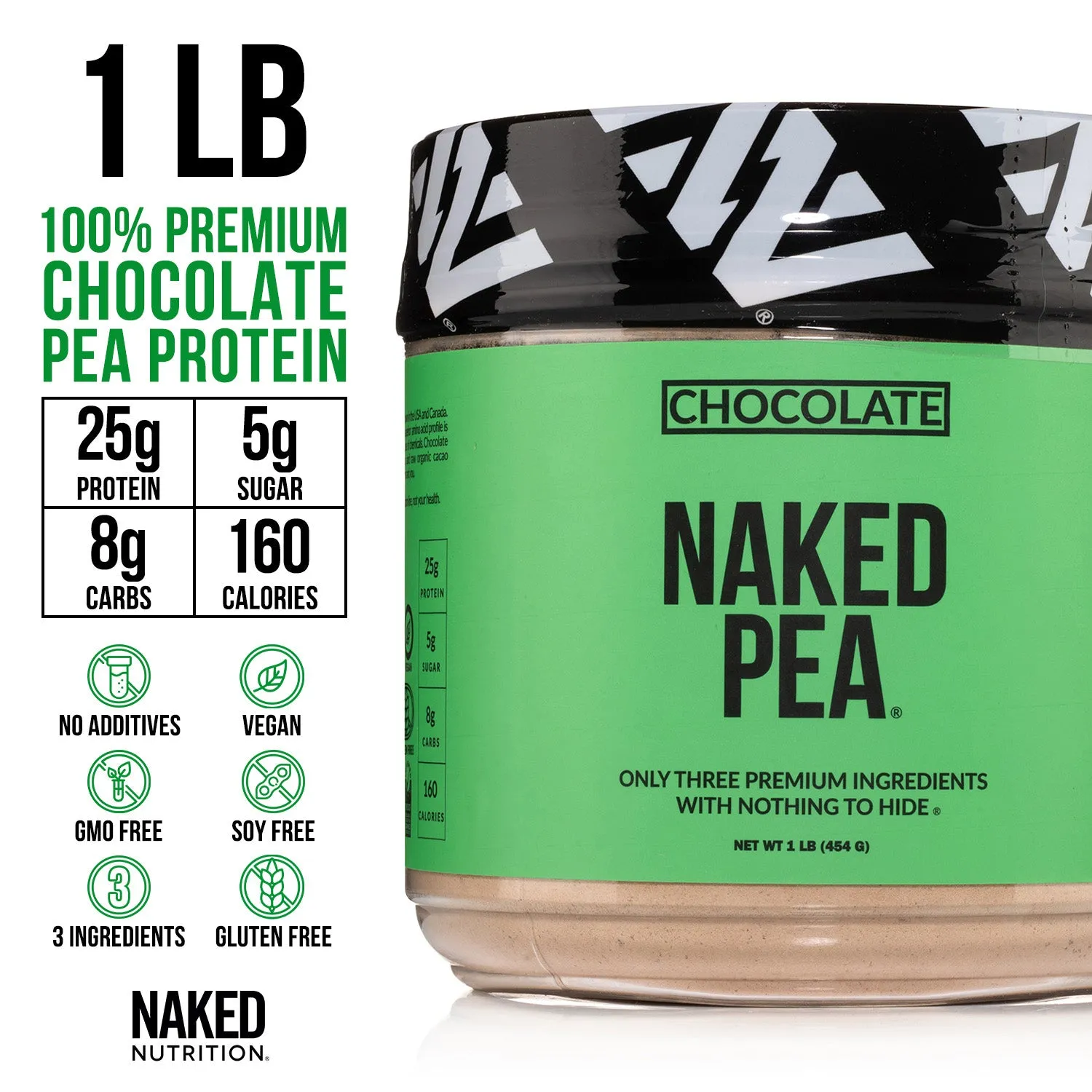 Chocolate Pea Protein Powder | Naked Chocolate Pea - 1LB