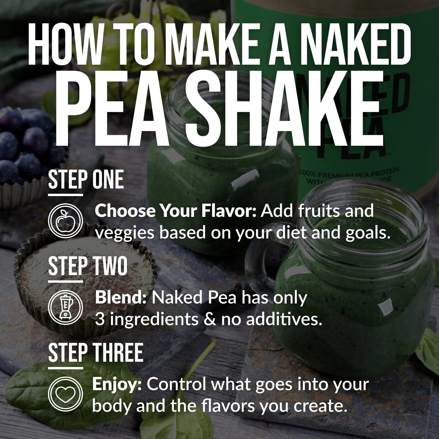 Chocolate Pea Protein Powder | Naked Chocolate Pea - 1LB