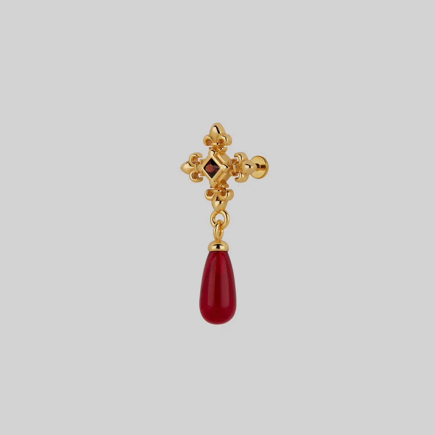 CRIMSON. Medieval Garnet Stud Earring - Gold