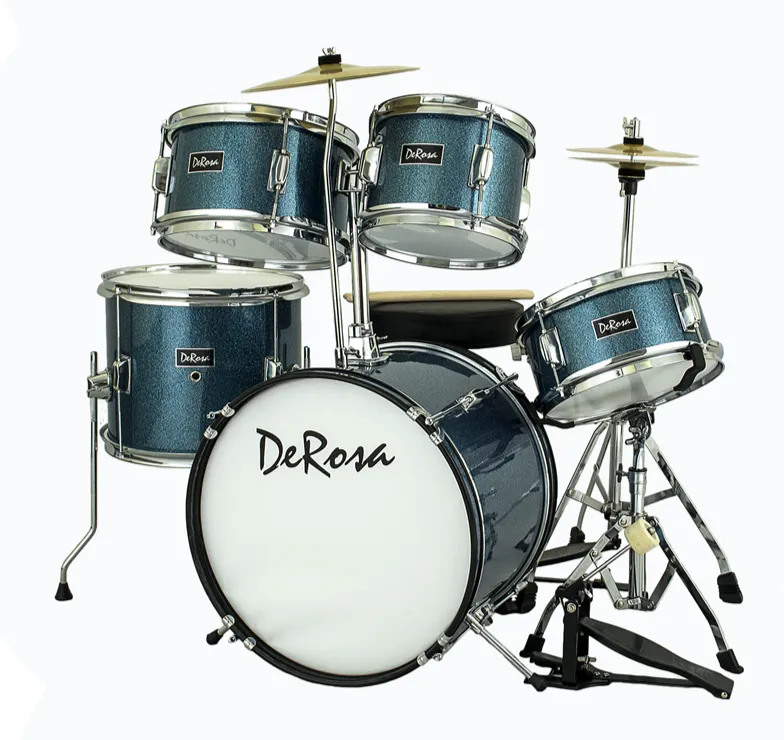 De Rosa USA 5 Piece 16" Kid's Junior Drum Set Complete