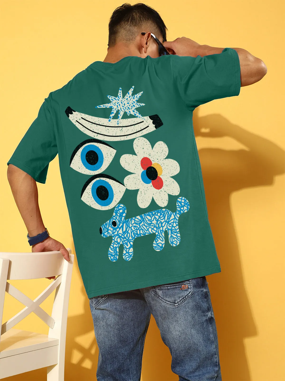 Eye Green Oversized Back Graphic Printed Tshirt