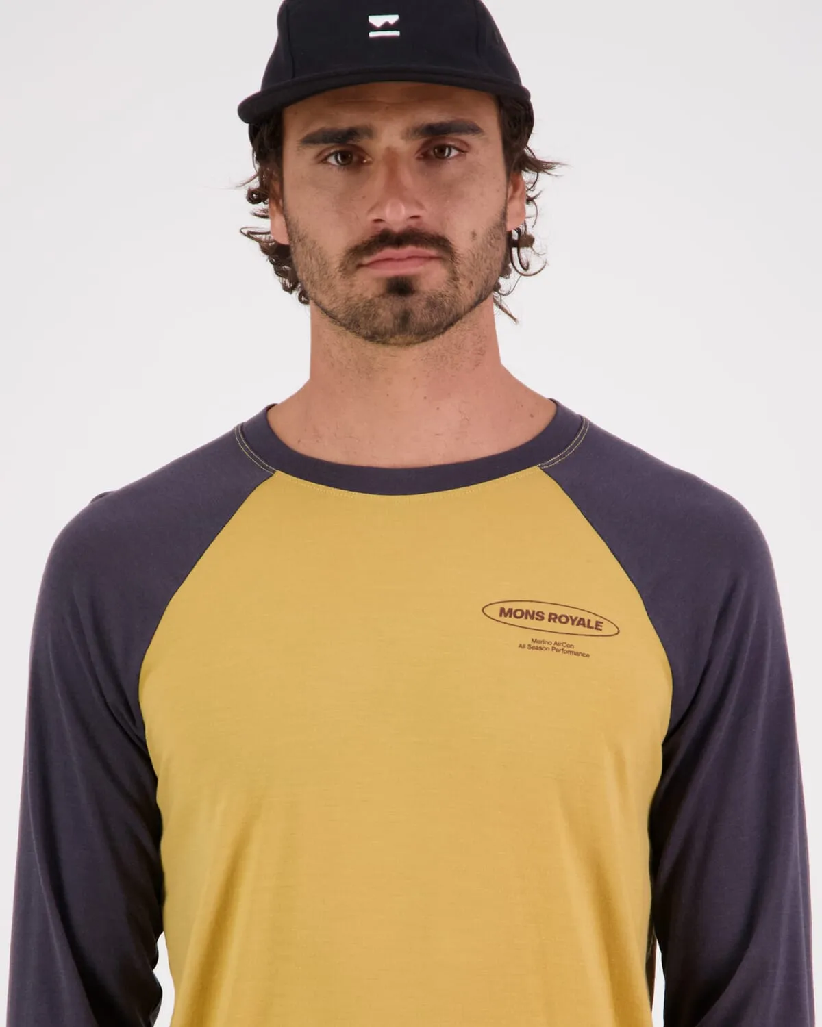 Icon Merino Raglan Long Sleeve - Shale / Honey