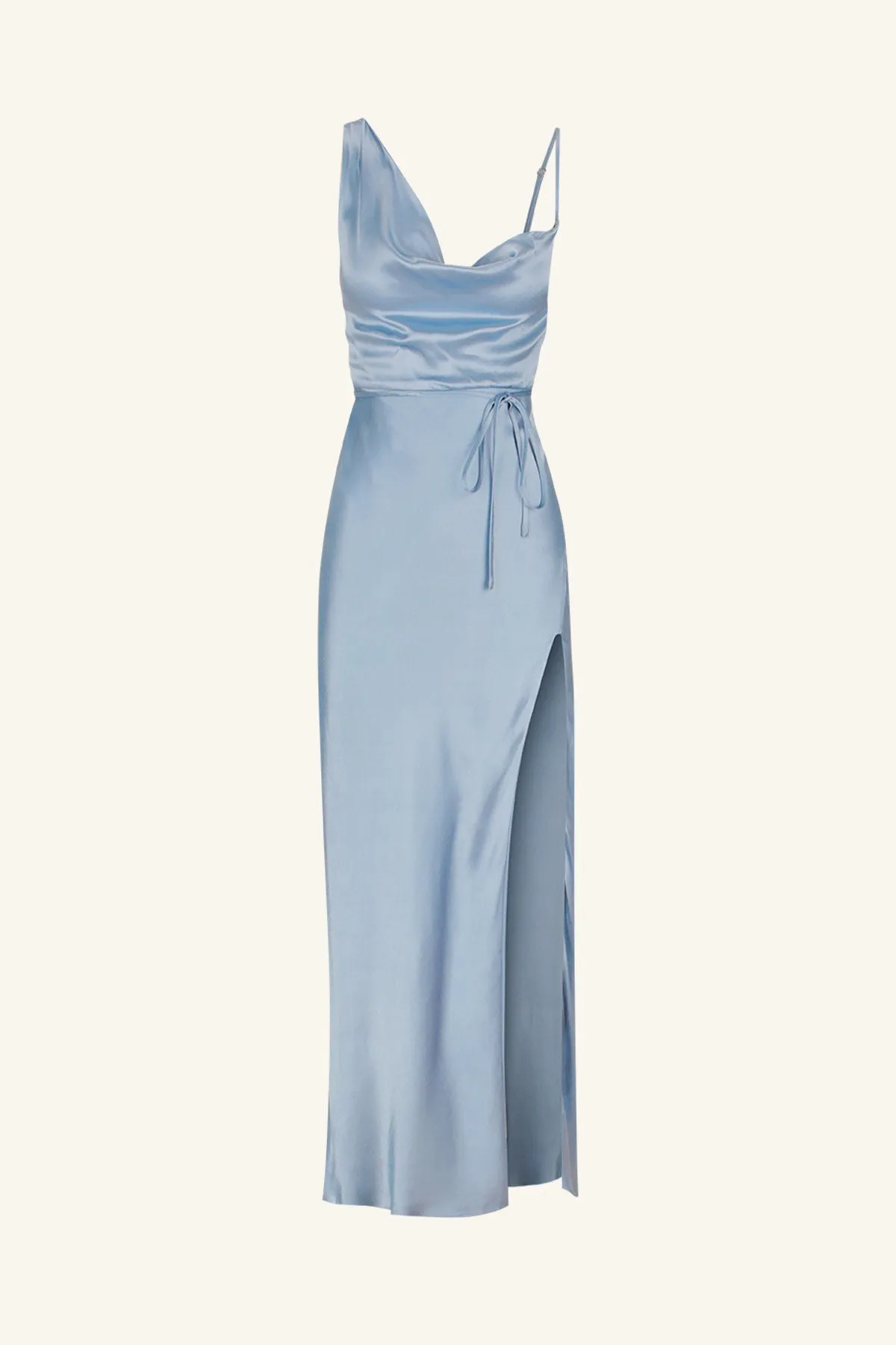 LA LUNE DRAPED SIDE SPLIT MIDI DRESS - POWDER BLUE