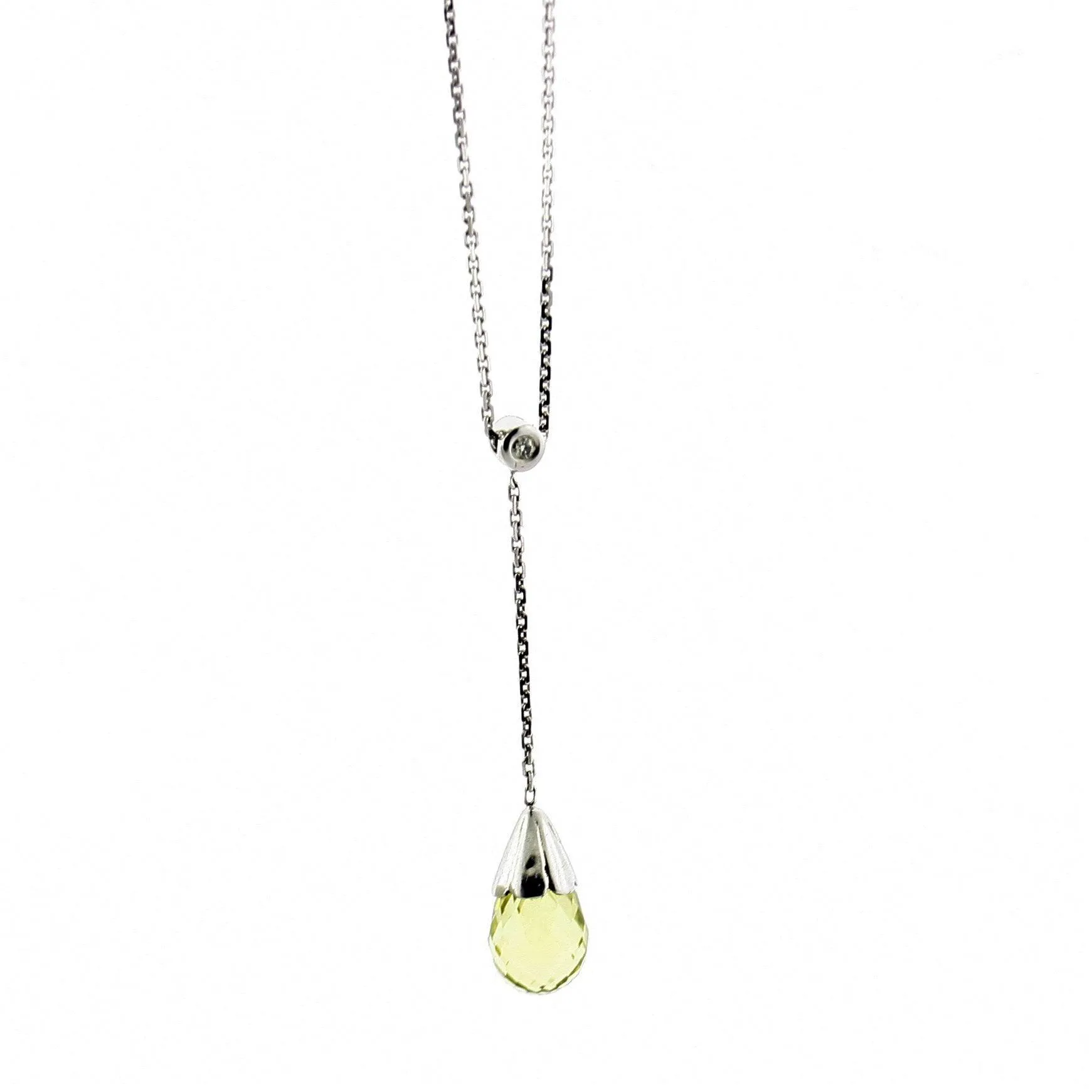 Lemon Quartz & Diamond Pendant Necklace