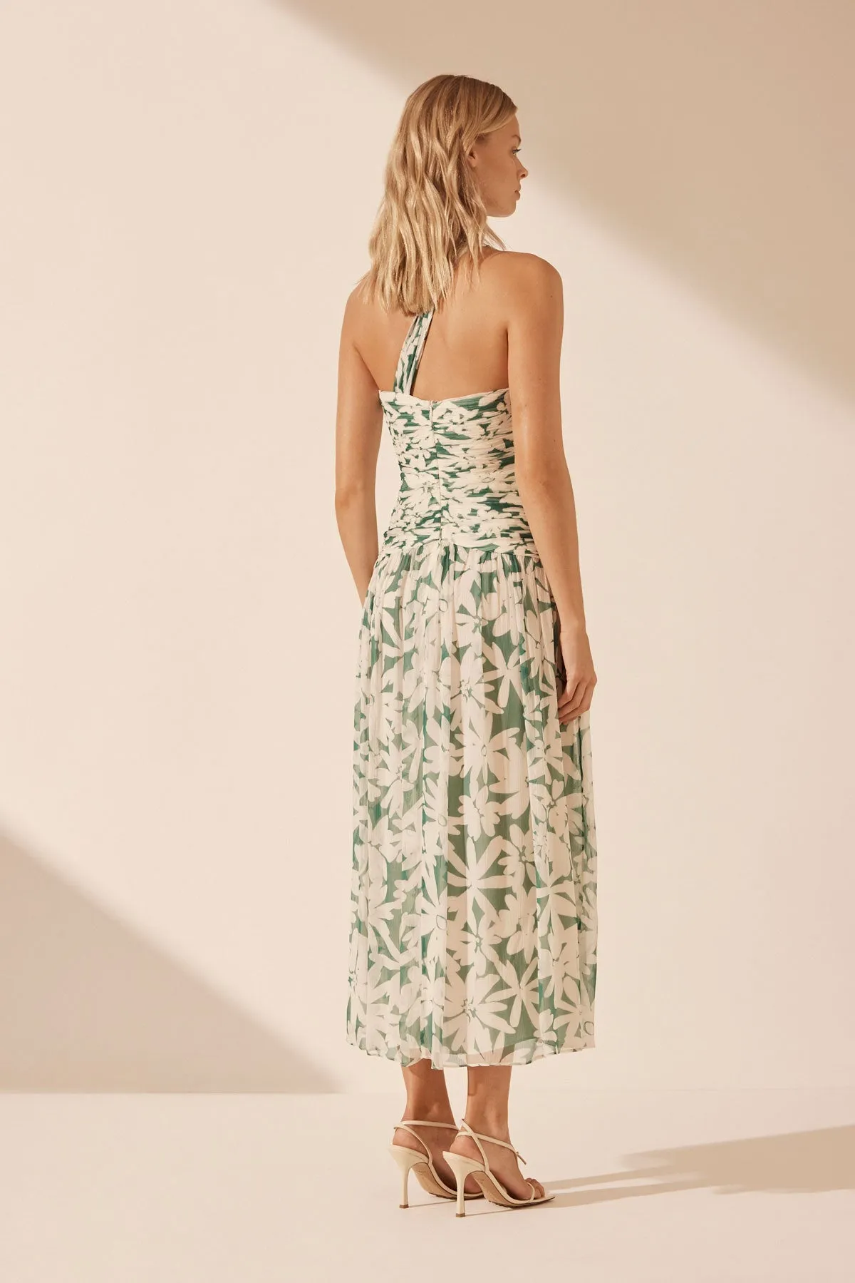 MARGUERITE ONE SHOULDER MIDI DRESS