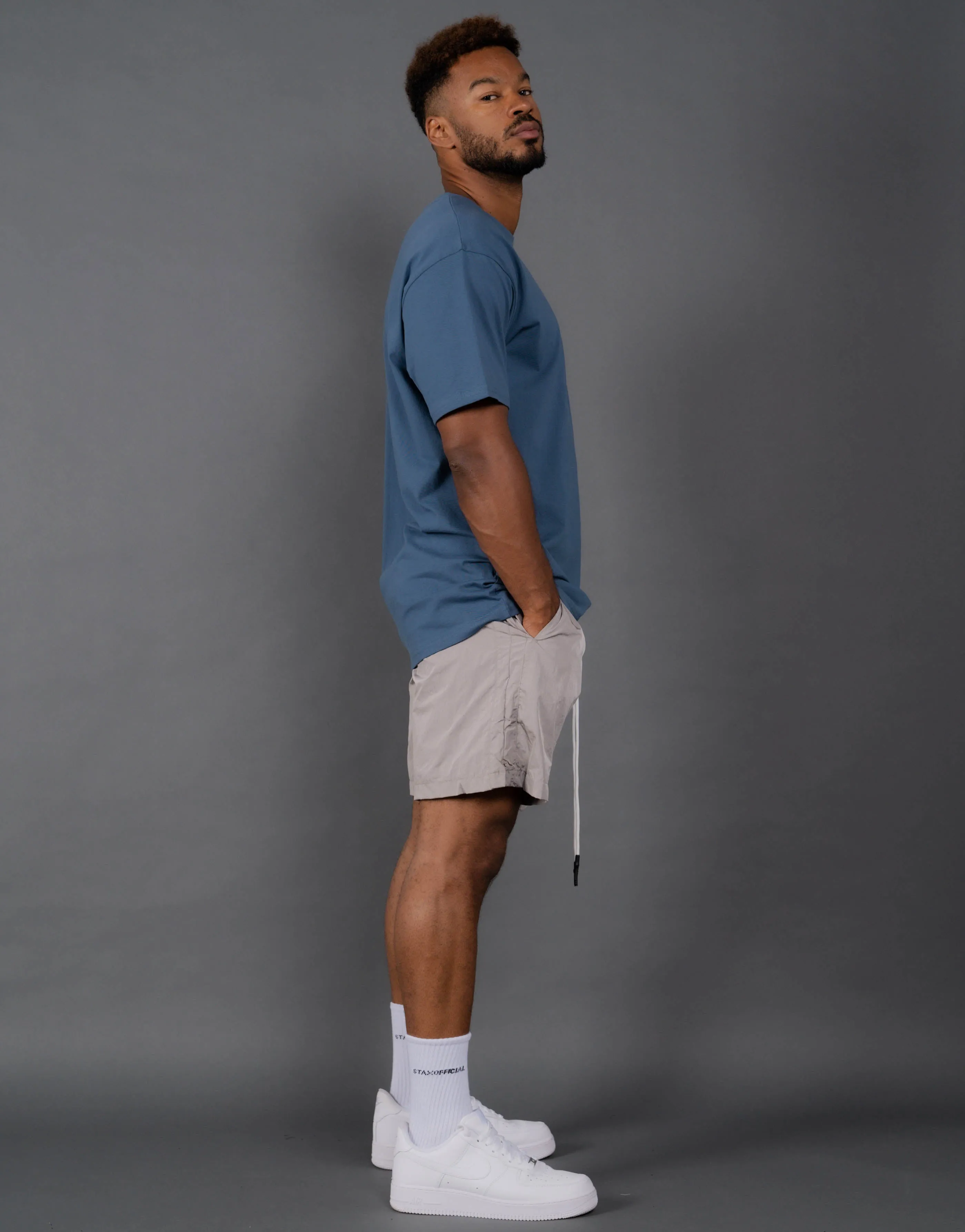 Mens Cursive Tee - Azure (Slate)