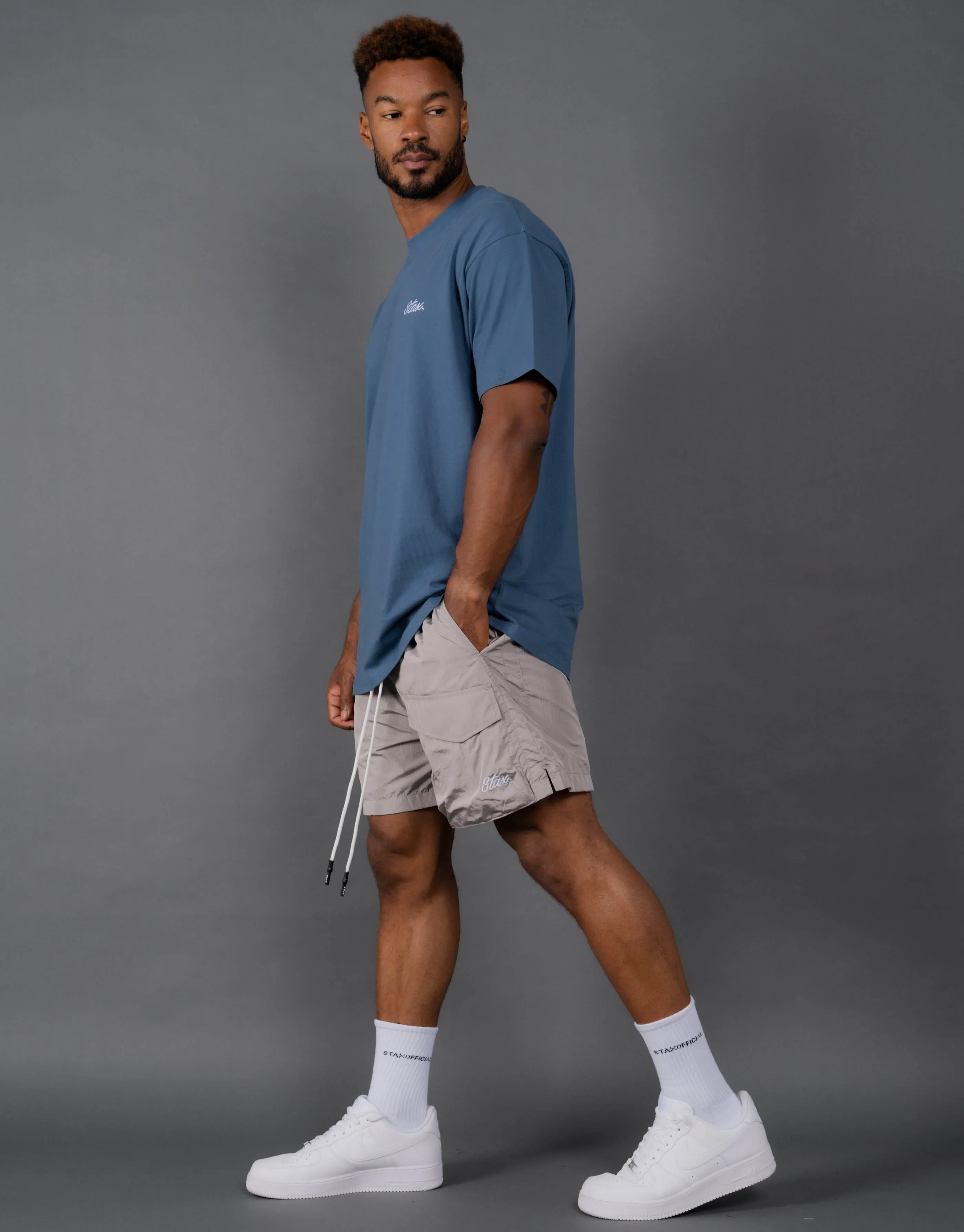 Mens Cursive Tee - Azure (Slate)