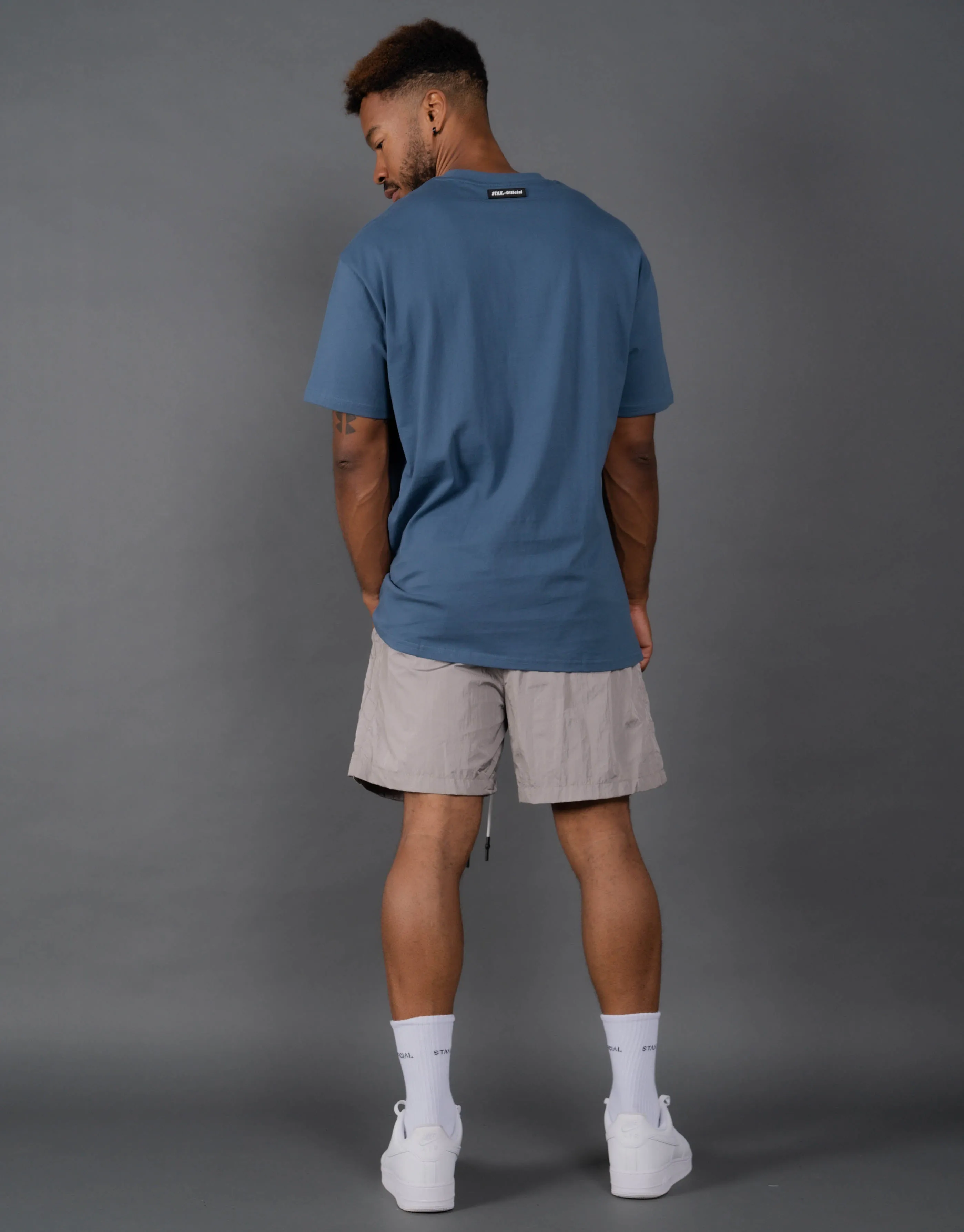 Mens Cursive Tee - Azure (Slate)