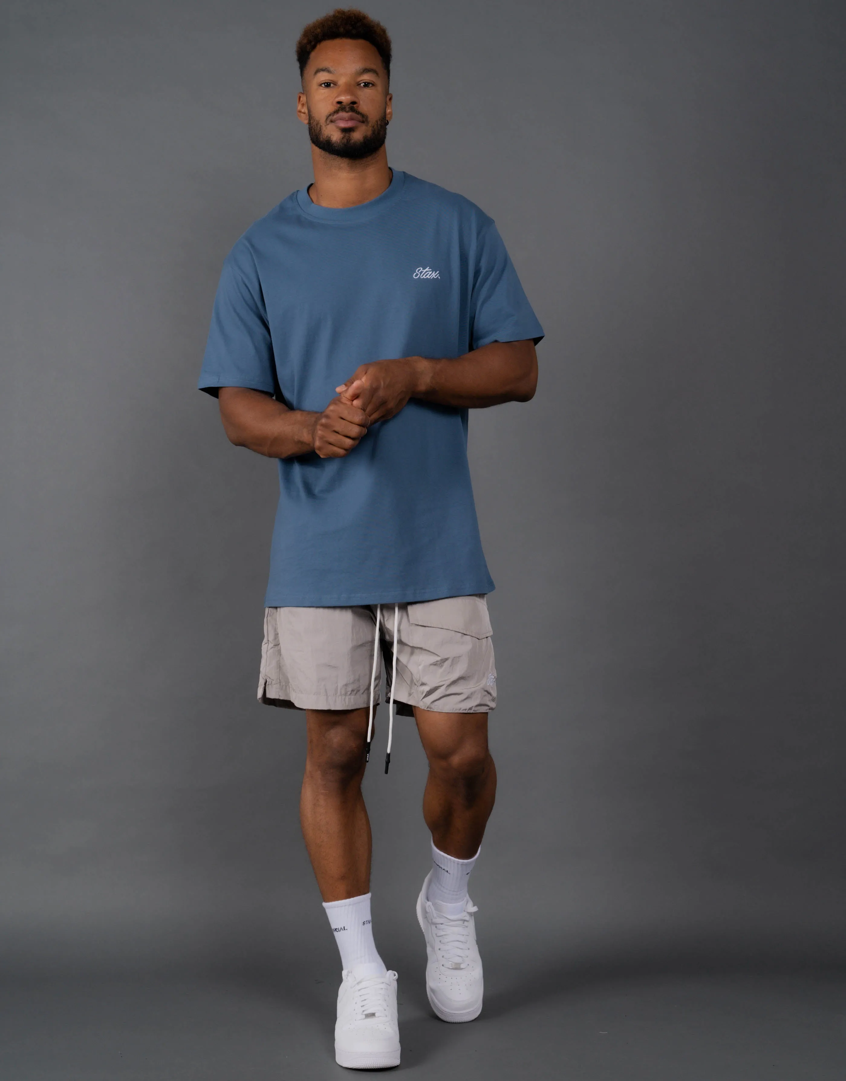 Mens Cursive Tee - Azure (Slate)