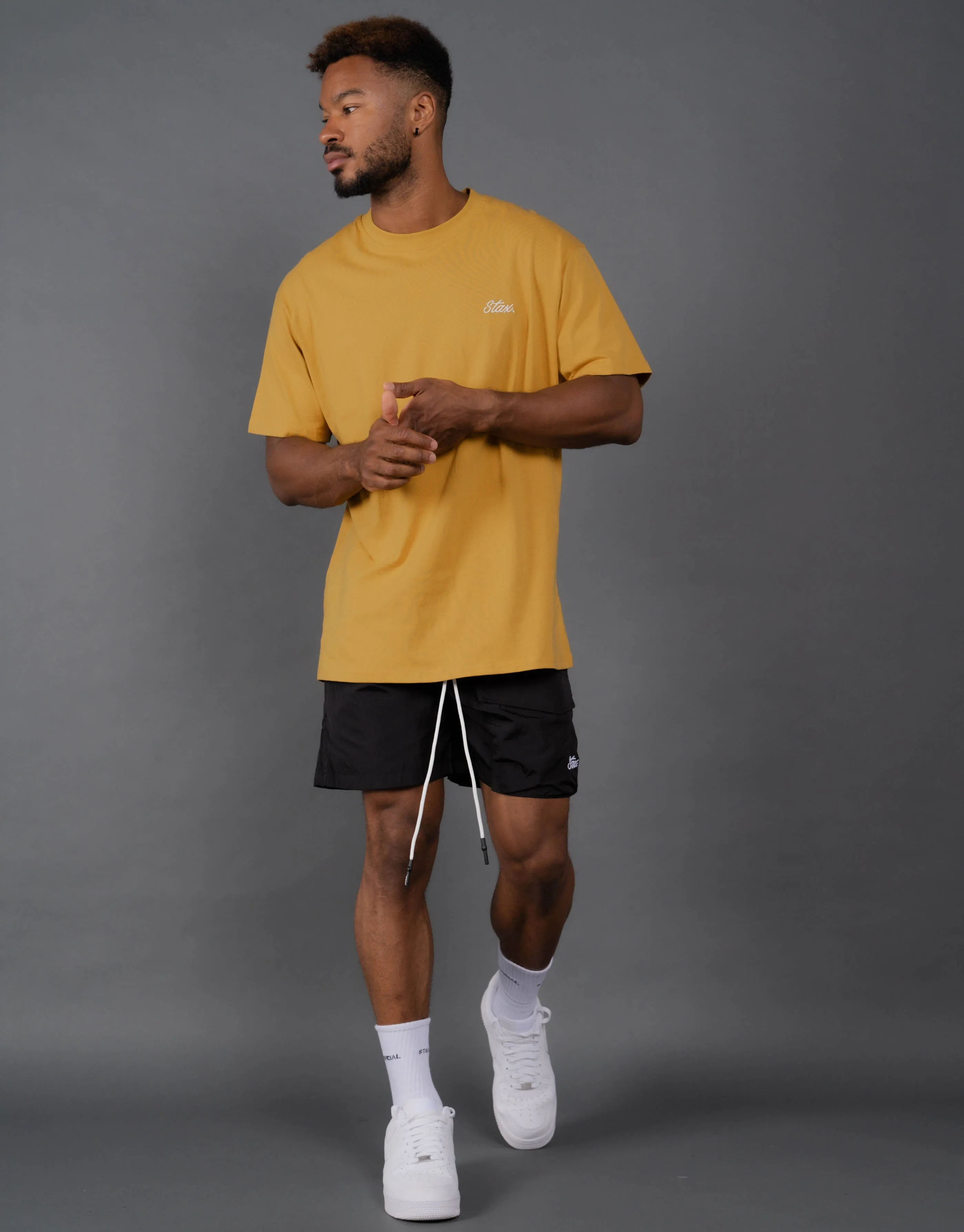 Mens Cursive Tee - Dune (Mustard)