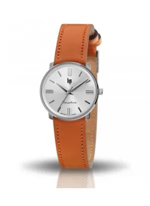 Montre Lip - Dauphine 29mm bracelet cuir marron orangé