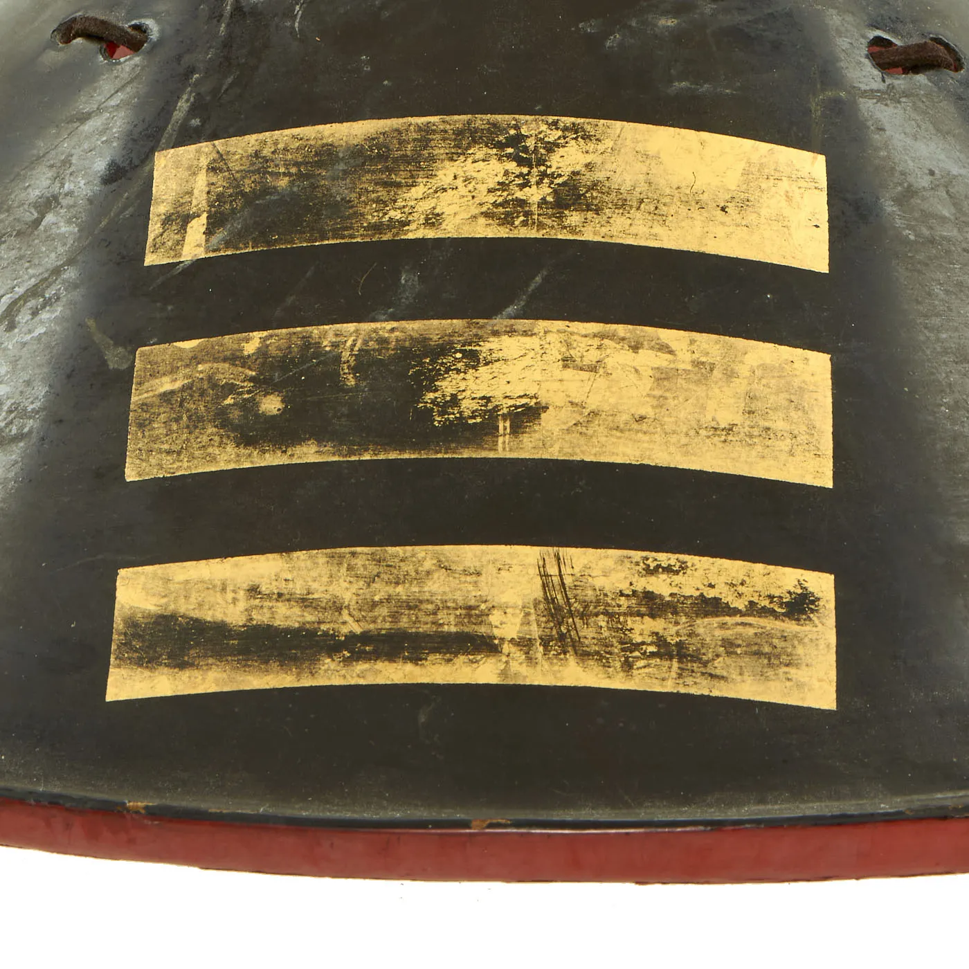 Original Japanese 19th Century Lacquered Conical Jingasa Helmet with Gilt Emblem c.1850