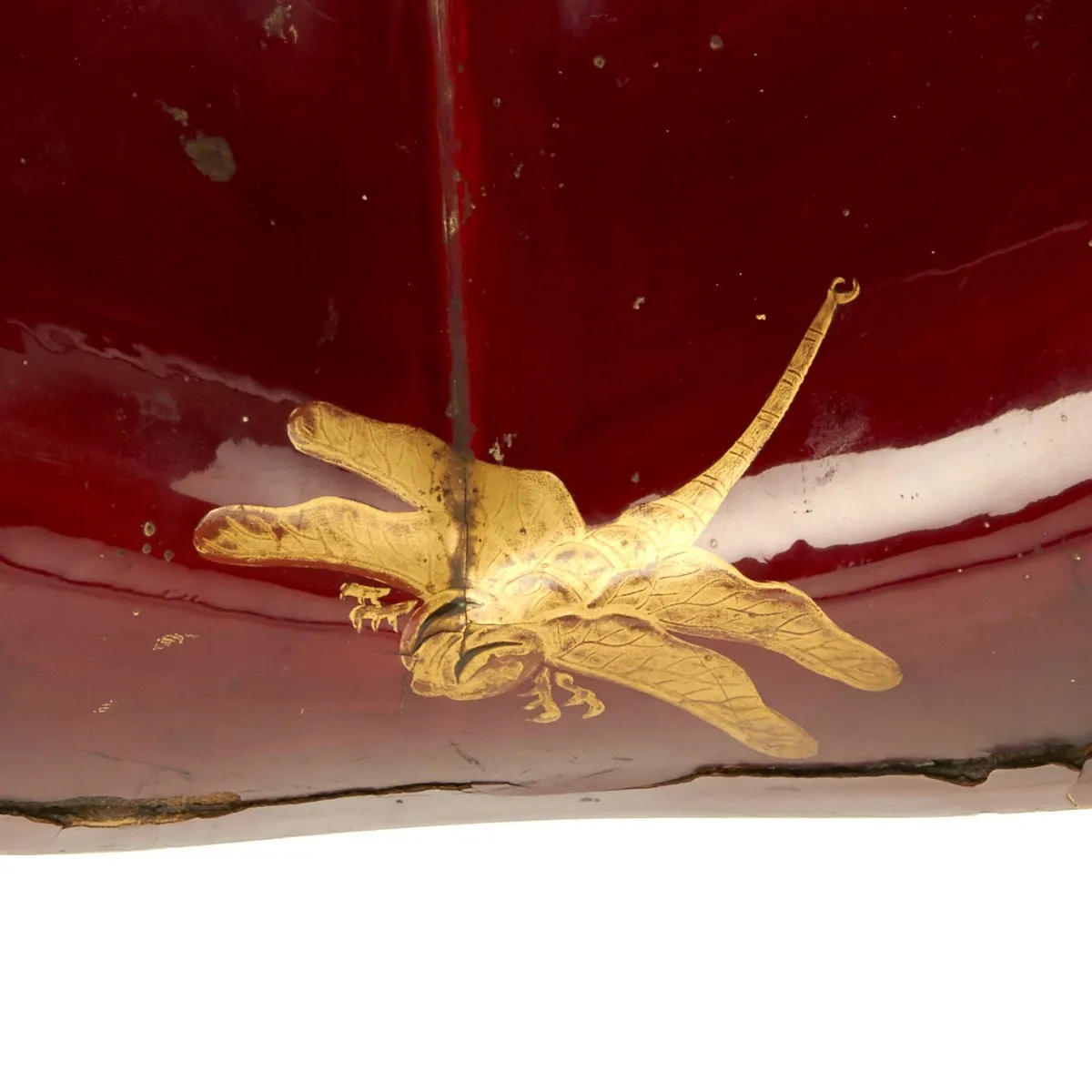 Original Japanese 19th Century Lacquered Jingasa Helmet with Sasaki Clan Crest and Tassel c.1850