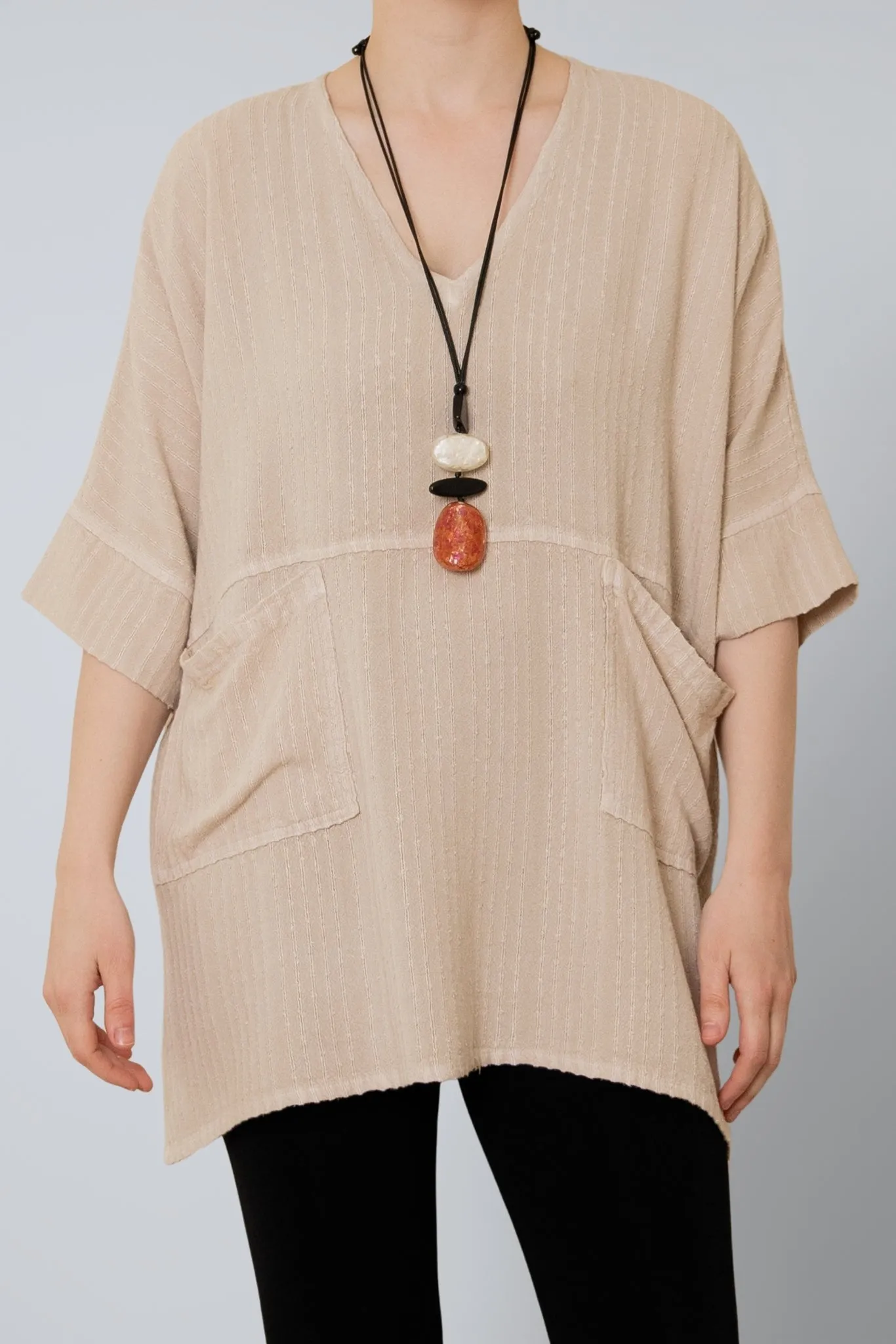 Oversize Top - Sand Shadow Stripe