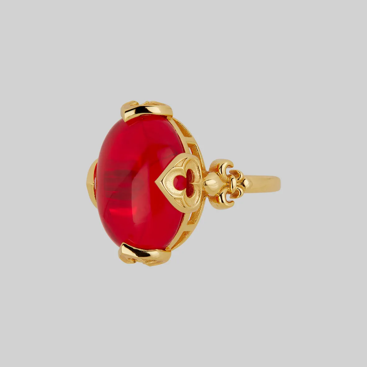 VEIN. Vampesque Gothic Red Glass Ring - Gold